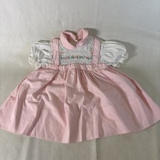 Vintage Handmade Pink Cotton Baby Dress w/ Smocking 12-18 Months
