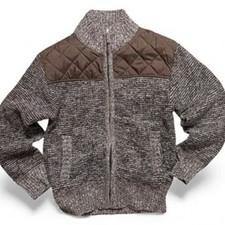 Gioberti Boys Knitted Full Zipped Cardigan Sweater, Coffee Color, Size 6 NWOT 