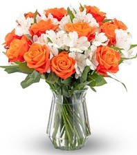 Orange Roses  Alstroemeria - Fresh Flowers for Delivery - Gift for Birthday,...