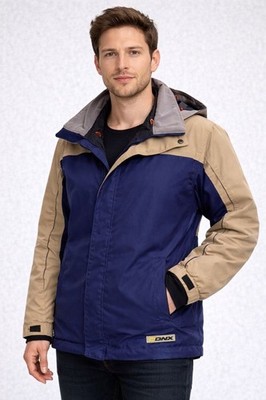 Descente Jacket Mens S DNX Blue Tan Insulated Ski Snow Coat Hooded Waterproof
