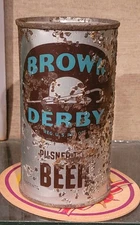 1936 BROWN DERBY IRTP FLAT TOP BEER CAN GRACE BROS SANTA ROSA CALIFORNIA OI
