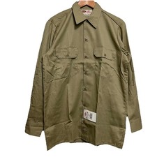 NWT Dickies Mens Work Shirt Khaki Beige Long Sleeve Button Up Size 15.5 x 32/33