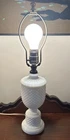 Vtg MCM Hobnail White Milk Glass Boudoir Table Lamp