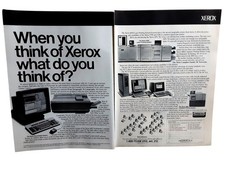 1986 Xerox Computer Laser Printing System 2 Page Vintage Technology Print Ad