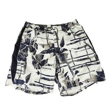 Nike Swim Trunks 34 x8 Mens Floral Blue Gray White Mesh Lined Beach 19" Aloha