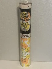 New Vtg 70’s Flower Power Vinyl Goodyear Roll Adhesive Drawer Shelf Liner 12 Ft.