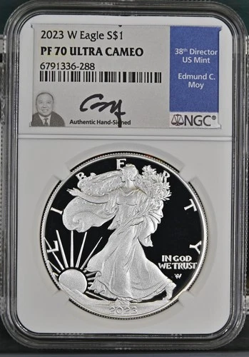 2023-W 1 oz American Silver Eagles NGC PF-70 ULTRA CAMEO Moy Signature Label