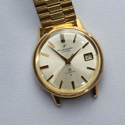 SEIKO Matic Slim 30jewels自動巻き腕時計 稼動　OH済み Vintage Seiko Matic Slim Date 30 Jewels Diashock Gold filled Japan