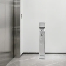 Standing Cigarette Butt Disposal Lockable Rainproof Ashtray with Inner Bucket