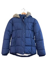 Old Navy girls XL Puffer Jacket With Faux Fur Hood Navy Blue