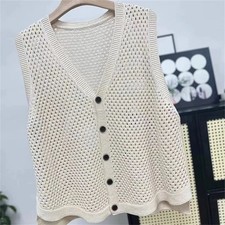 Gilet Donna Con Scollatura A V In Maglia Aperta Con Bottoni