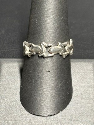 925 Sterling Silber 3 Frösche Bandring Größe 8,5