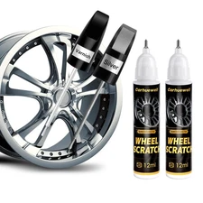 Silver Rim Touch Up Paint, Car Wheel Scratch Repair Paint Pen with Varnish Cl...