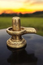 Pure Brass Shiva Lingam Mini Shivling Idol  Handmade Hindu Puja Statue 5cm