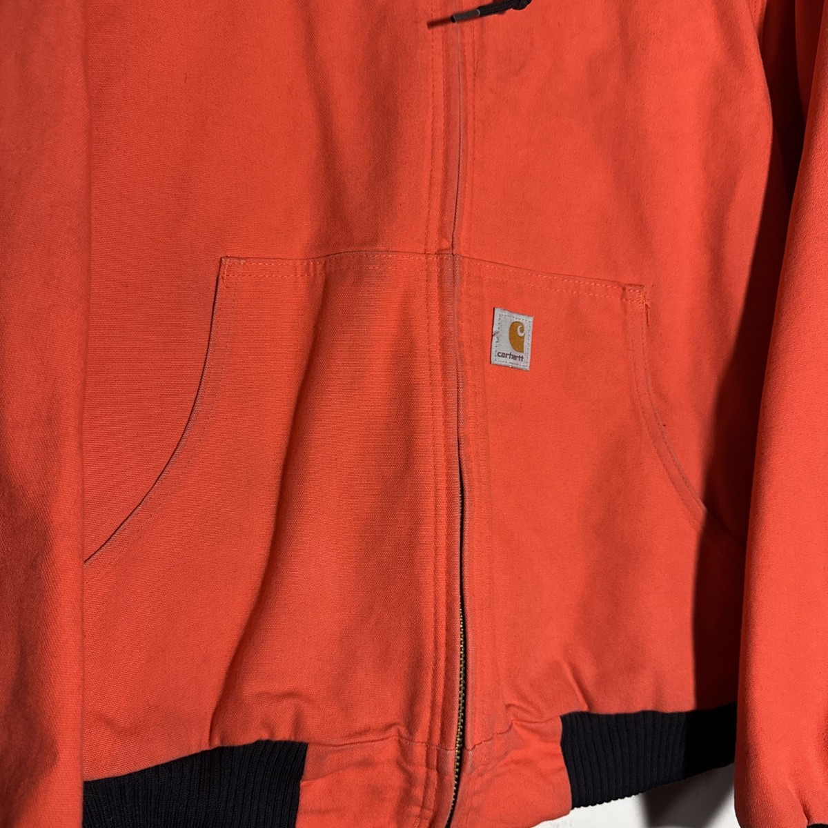 Vintage Orange Carhartt Quilted Hooded Jacket Men's Size Large USA