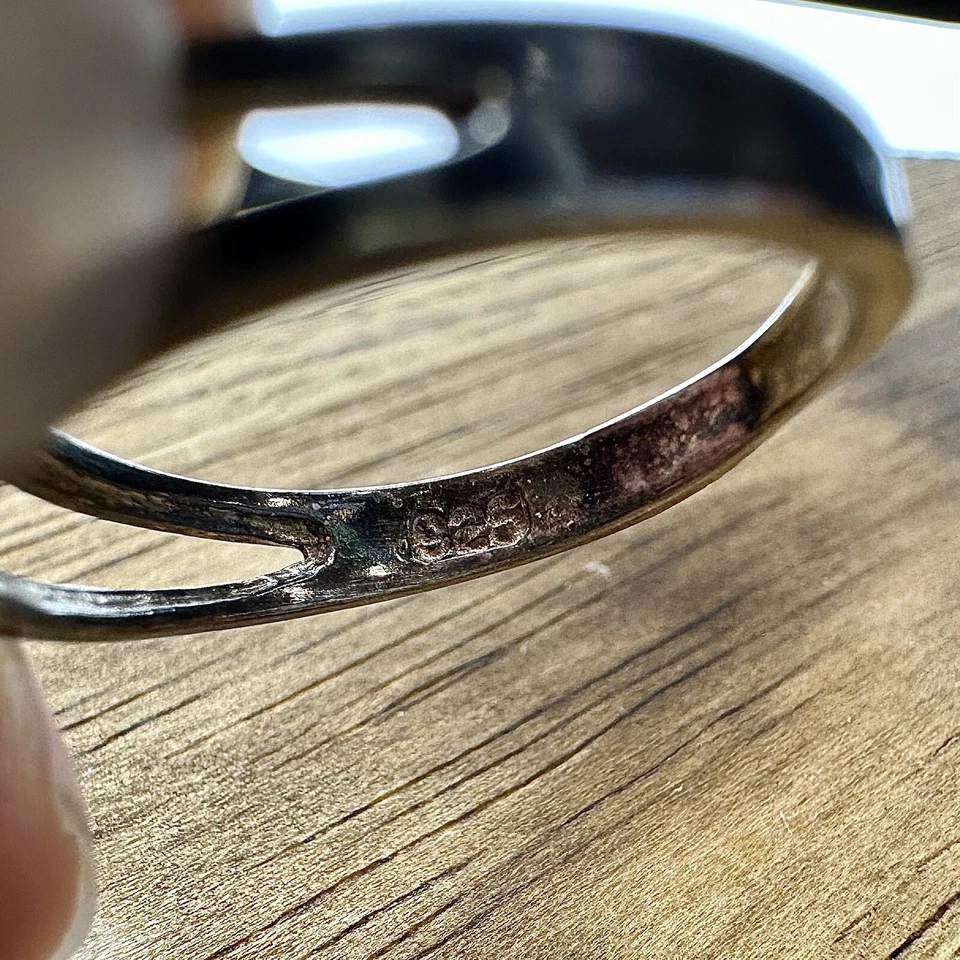 Avon Sterling Silver & Emerald Flower Cocktail Ring Cubic Zirconia Accents - Изображение 4 из 4