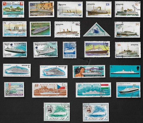 25 ALL DIFFERENT OCEAN LINERS ON STAMPS (SHIPS) - 第 1/1 張圖片