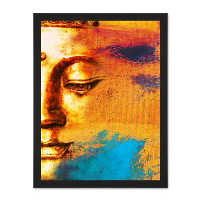 Buddha Face Gold Collage Framed Wall Art Print 18X24 In
