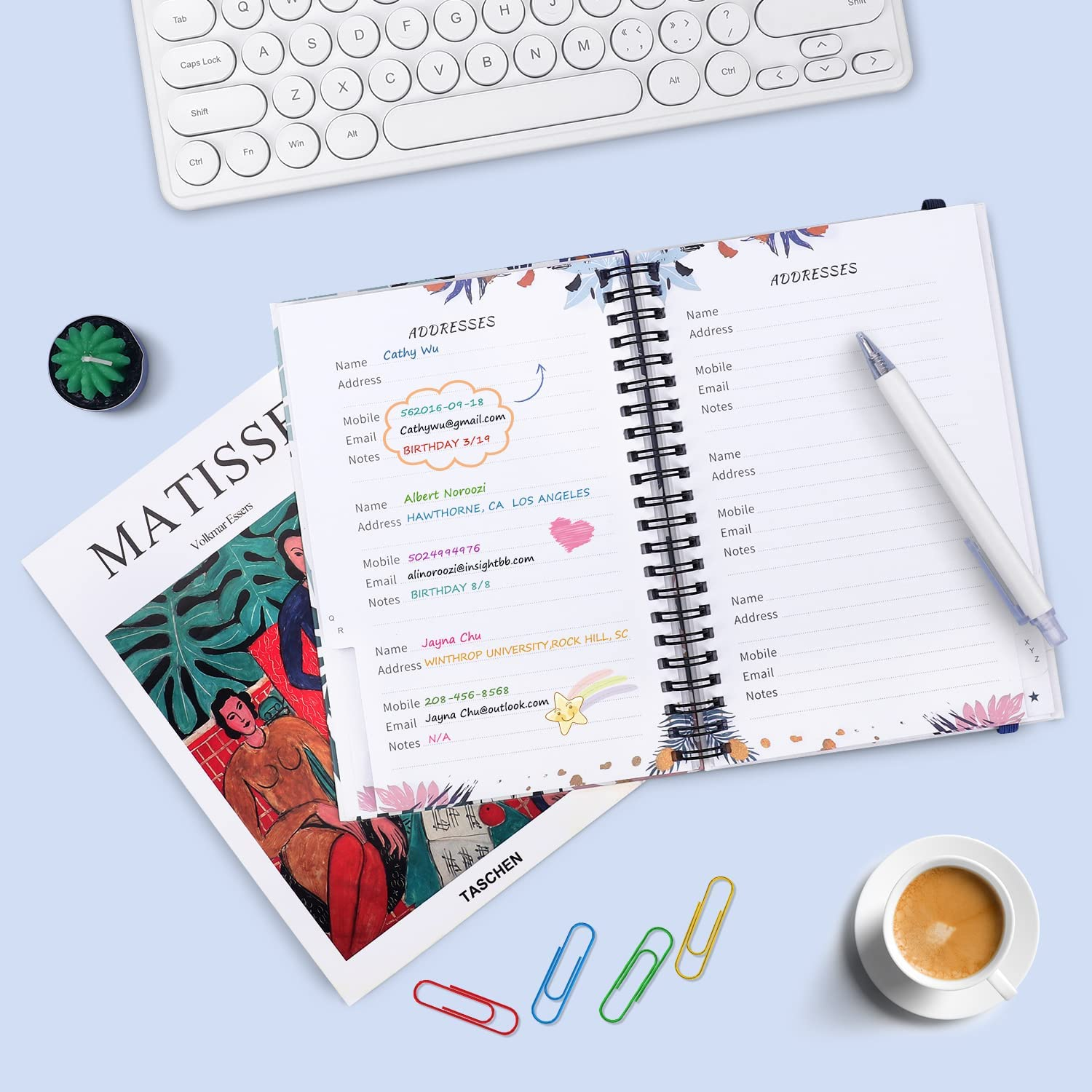 Address and Password Book with Alphabetical Tabs Hardcover Spiral Bound