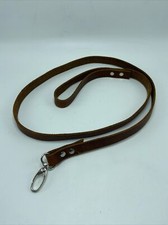 43" Handmade Natural Cow Leather Dog Leash Brown Chrome Fastener Loop Handle