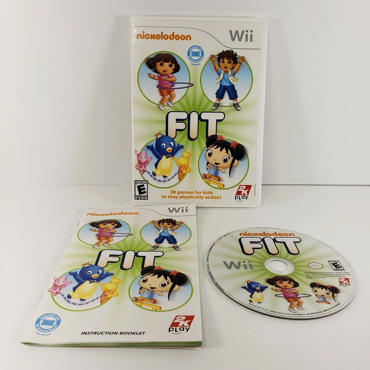 Nickelodeon Fit Nintendo Wii 2010 CIB Complete Manual Game 30 Games Exercise