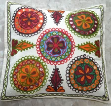 5Pcs ANTIQUE ETHNIC TRADITIONAL MIRRORWORK COTTON CUSHION COVER~16 DESIGN CHOICE