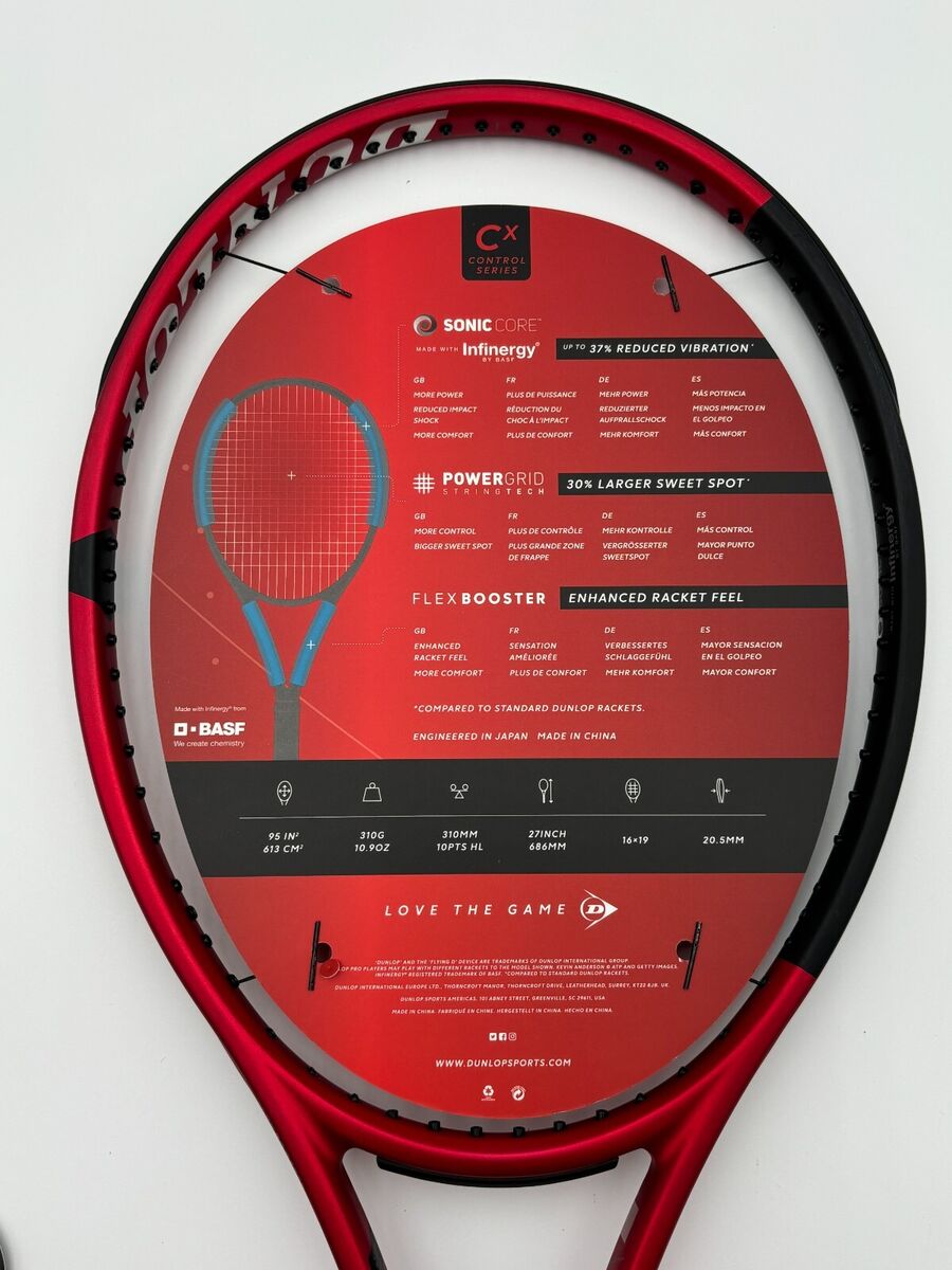 Dunlop CX200 Tour (16x19) Tennis Racquets Black/Red With Dunlop CX200 Tour (16x19) Tennis Racquets Black/Red With