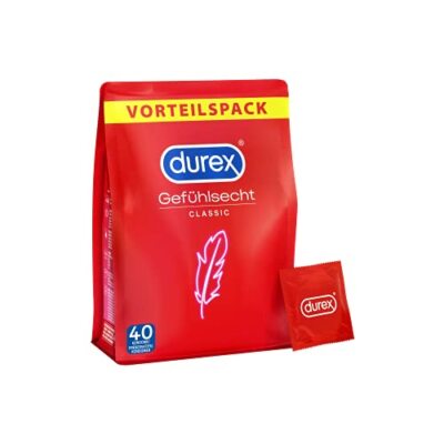 Durex Gefühlsecht Kondome Hauchzart intensives Empfinden Großpackung 40 Stück