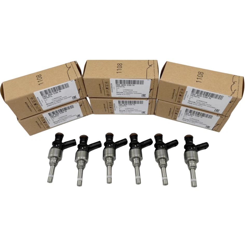 6X Genuine Fuel Injector 06E906036AL For AUDI A4 A5 A6 A8 Q5 Q7 VW Touareg 3.0T Foto 2 de 4