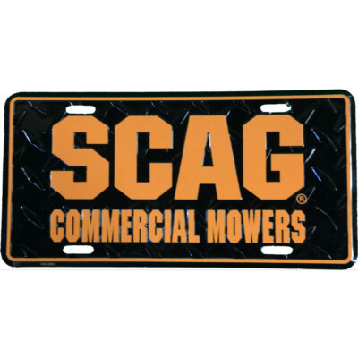 Black Diamond License Plate Tag with Orange SCAG COMMERCIAL MOWERS logo # 37-17