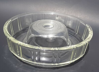 VTG 1942 QUEEN ANNE GLASBAKE Clear Glass Bundt Cake Pan Jello Ring Mold FLAWLESS