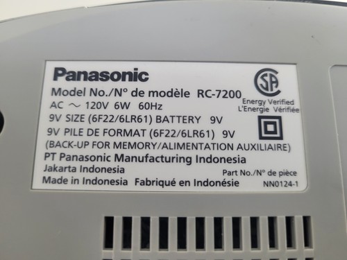 Panasonic Clock Alarm Radio AM/FM RC-7200 Digital Missing Battery Core - Picture 8 of 8