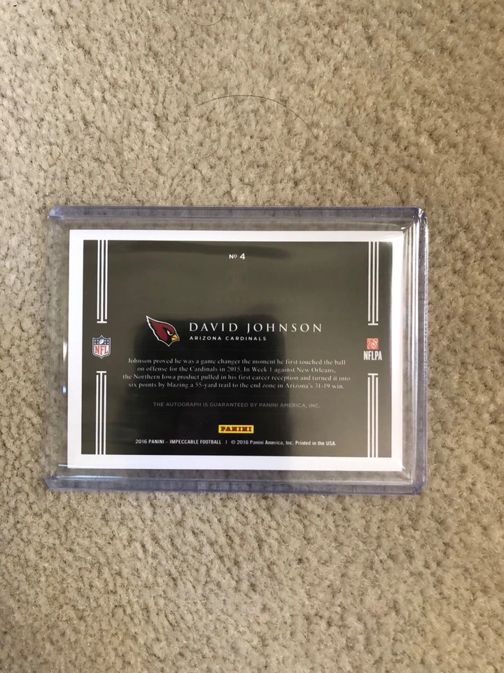 2016 Panini Impeccable David Johnson Autograph Nice!!! - Image 2 of 2
