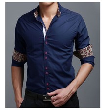 Mens Dress Shirts Long Sleeves Luxury Slim Business Work Camisas Casual Shirts