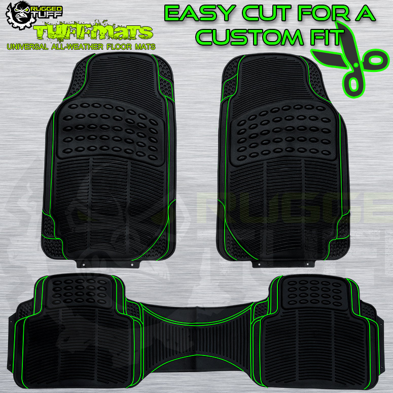 Rugged TUFF Floor Mats Universal New 3 Pcs Black All Weather Trim Cut Heavy Duty 702334239728 eBay