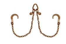 5/16" Grade 70 V Chain Tow Bridle 3' Legs w/ J Hooks  Grab Hooks 5400 lb WLL