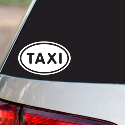 Taxi Sticker Cab Car Driver oval euro chrome & regular vinyl color ...