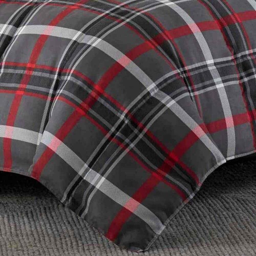 Eddie Bauer Comforter Sets 2-Piece Gray Plaid Reversible Microfiber Suede Twin - Picture 4 of 5