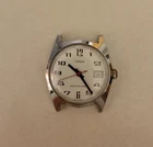 VINTAGE TIMEX WATCH CLASSIC WHITE DIAL RED SECOND HAND & DATE WINDOW WORKS RUNS