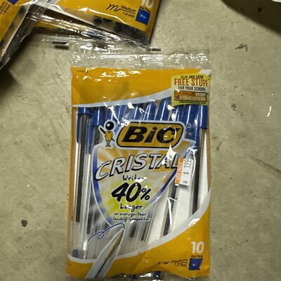 2006 Bic Cristal Blue Medium Ball Pens 10-Pack New Old Stock