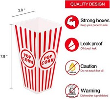Plastic Retro Popcorn Red/White Striped Classic Popcorn Tub Each Sold Separate