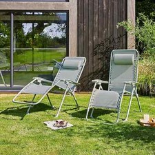 Set of 2 Helsinki Zero Gravity Sun Loungers, Patio, Garden Seating-Lilypad