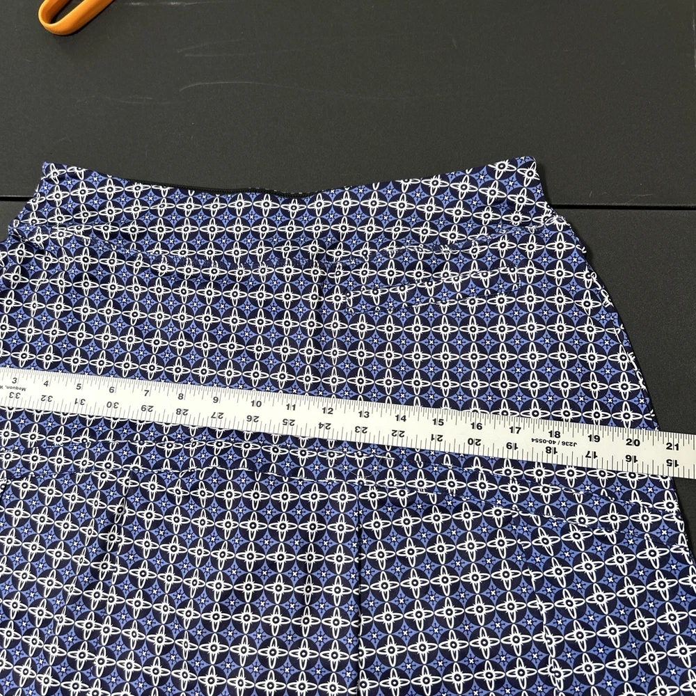 Women's Blue Geometric Tennis Skort with Hidden Pocket – Stretchy & Comfortable – Size Large – Asian Fit