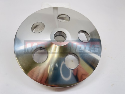 SBC Chevy Polished Aluminum Single Groove Pressfit Power Steering Pulley 3/4" SB - Picture 1 of 3