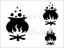 Witch Cauldron Stencil 3 Sizes Halloween Cookie 8.5" x 11" Reusable Sheet S782