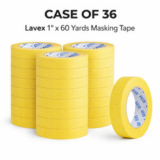 Lavex Masking Tape 1” x 60 Yards Write-On Color Coded 3” Core Case of 36