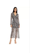 DONNA MORGAN Long Sleeve Dress Size 0 Black Cream New NWT MSRP:$128 A-Line