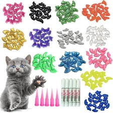 Cat Nail Caps 100Pcs Safe Vinyl Resin Colorful Nail Tips Protect Surfaces