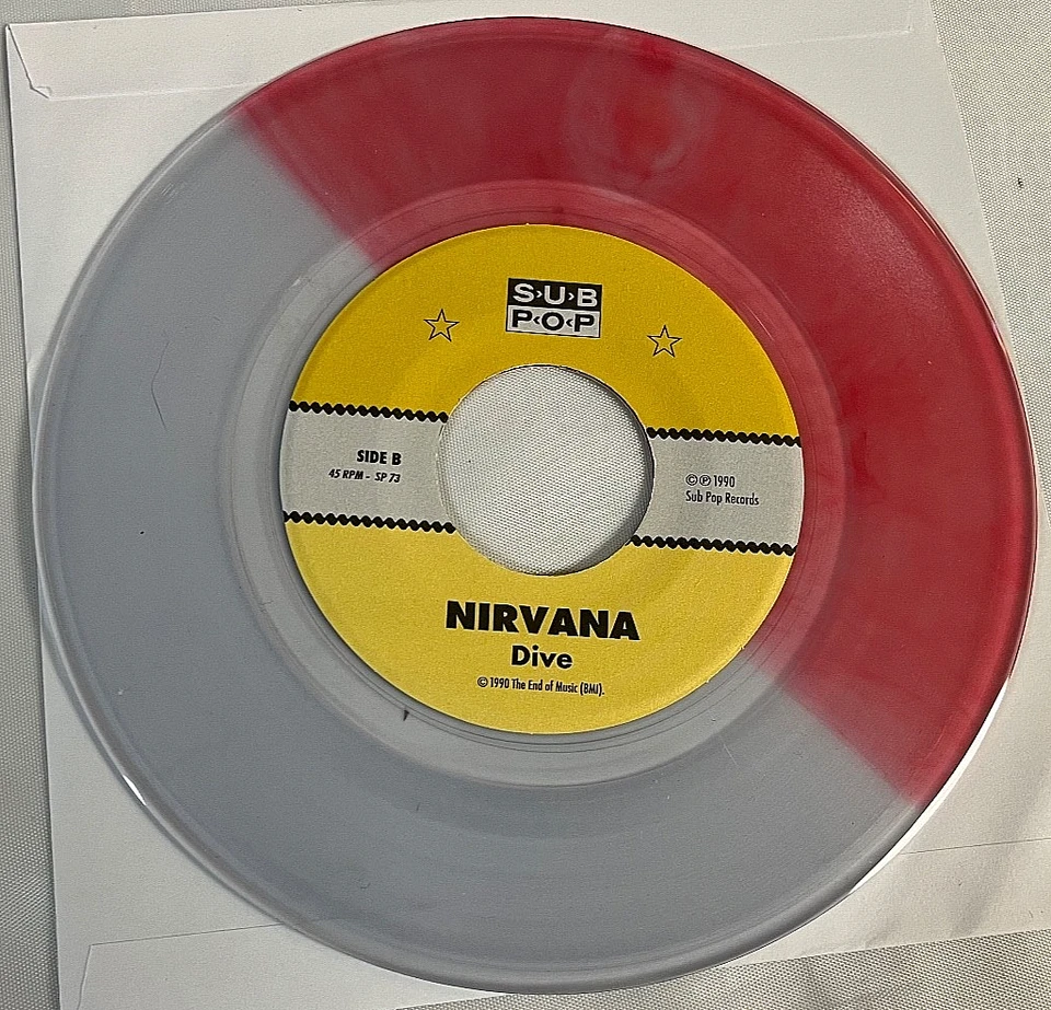 Nirvana – Sliver b/w Dive 7" Sub Pop Clear/Pink Split Color Vinyl SP-73 Rare - Image 4 of 4