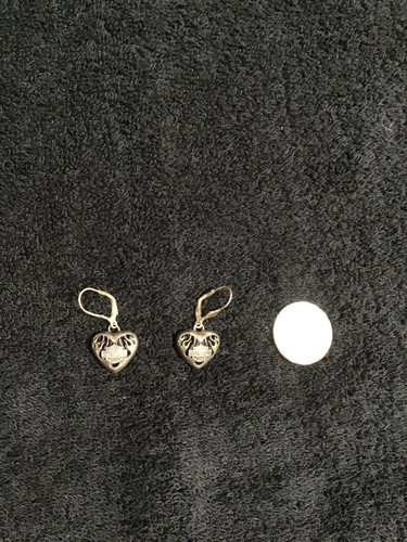Harley Davidson 925 Sterling Silver Heart Earrings 